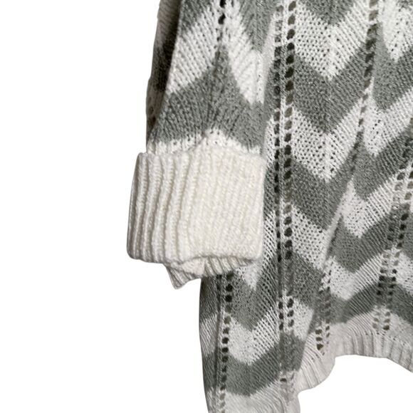 Pol Sweater Women's Medium Knit Chevron 3/4 Sleeve Round Neck Pullover - Picture 4 of 10